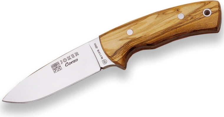nóż myśliwski Joker Corzo 10 cm, drewno oliwne, skórzane etui