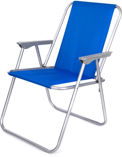 Składane krzesło plażowe z podłokietnikami – lekkie metalowe, tekstylne siedzisko
