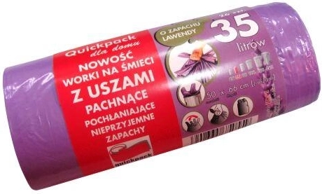 Worki na śmieci z uszami 35 l o zapachu lawendy