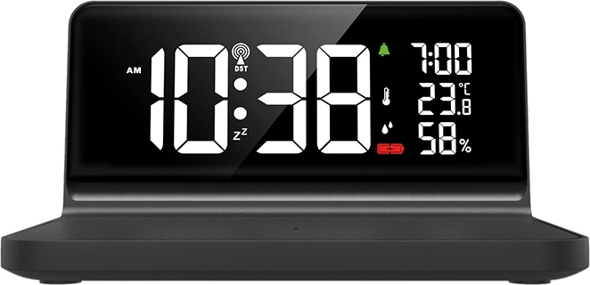Czytelny wyświetlacz LCD z czasem i danymi o otoczeniu
