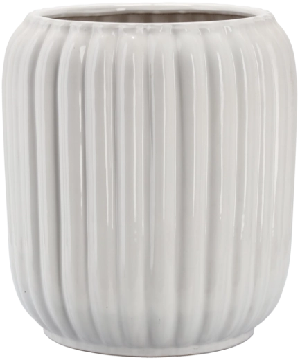Ceramiczna osłona na donicę 40 × 40 × 44 cm biała z reliefowym wzorem