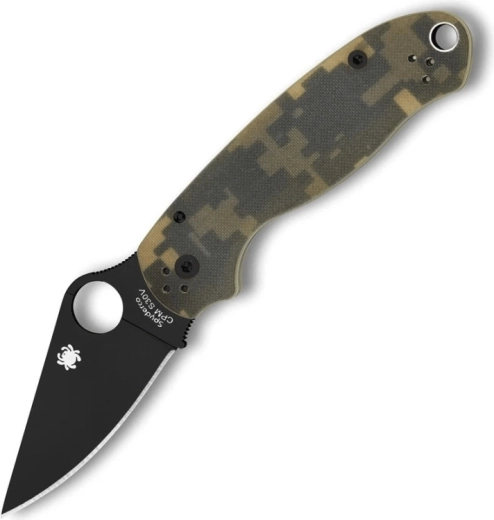 Taktyczny nóż składany Spyderco Para 3 Camo, czarna głownia, rękojeść G-10