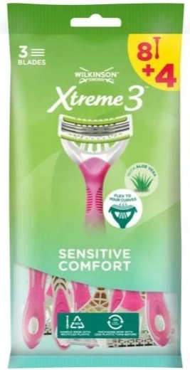Wilkinson Xtreme3 Comfort Sensitive jednorazowe maszynki do golenia dla kobiet 8+4