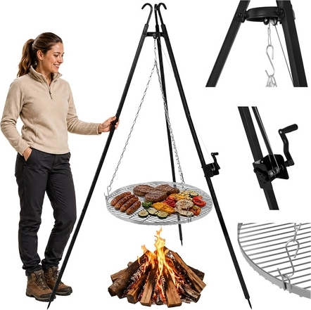 Trójnóg grillowy z rusztem ze stali nierdzewnej 70 cm Kaminer