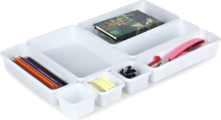 Modułowy biały organizer do szuflady, zestaw 8 szt.