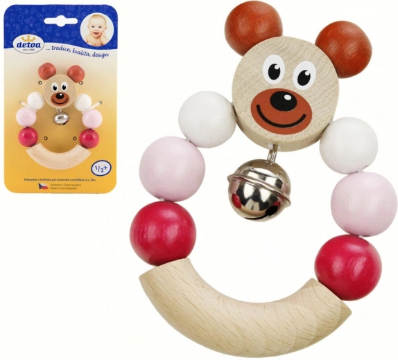 Detoa grzechotka miś różowa