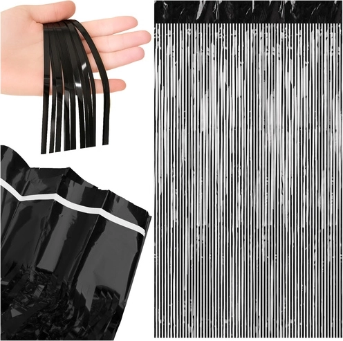 Dekoracyjna kurtyna frędzlowa RUHHY czarna 100 × 200 cm