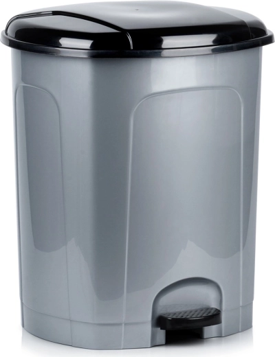 Plastikowy kosz na śmieci z pedałem 50 l, szary