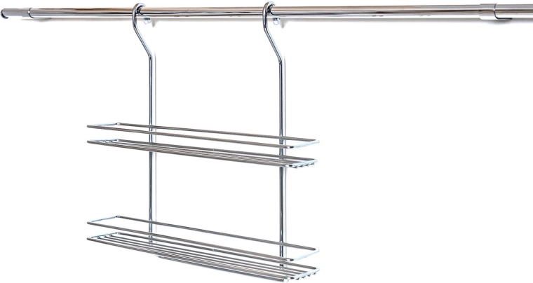 Wisząca dwupoziomowa półka z chromowanej stali 37 × 37 × 9 cm