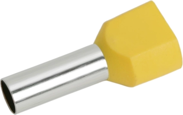 Podwójna tulejka kablowa z żółtą izolacją, 2 × 6,0 mm²