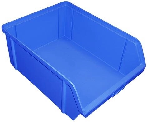 Skośny pojemnik magazynowy 300 × 200 × 142 mm, plastik, niebieski, nośność 20 kg