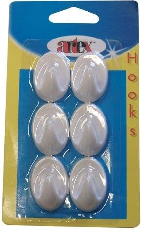 Samoprzylepne owalne haczyki małe, białe (6 szt.)