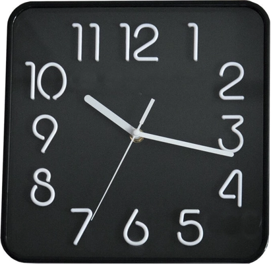 Zegar ścienny 25,3 × 25,3 cm z tarczą 3D – czarny