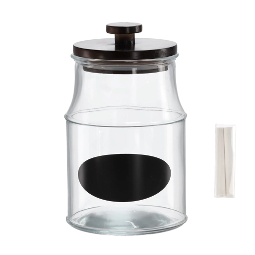 Słoik 2,6 l z drewnianą pokrywką, etykietą i kredą