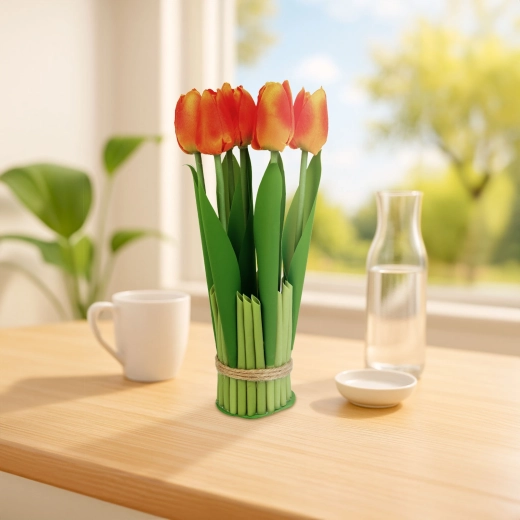 Sztuczna dekoracyjna roślina – pomarańczowy tulipan