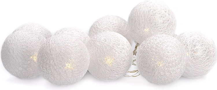 Solight LED łańcuch świetlny z bawełnianymi kulami, 10 LED, 1,5 m, ciepła biel, na baterie