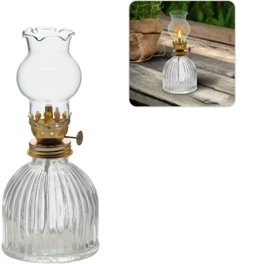 Szklana lampa naftowa 7,7 × 7,7 × 17,5 cm