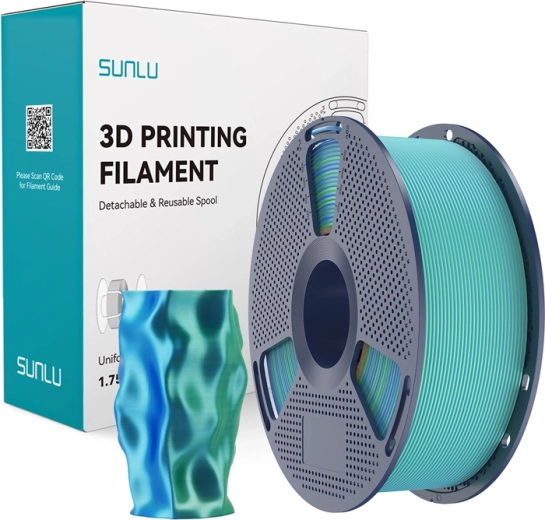 Sunlu PLA+ Silk dwukolorowy filament niebiesko-zielony