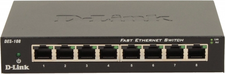 D-Link DES-108 ośmioportowy przełącznik Fast Ethernet w metalowej obudowie