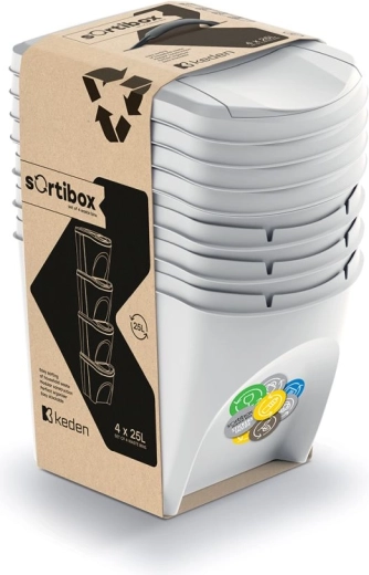 Zestaw koszy do segregacji Sortibox 4×25 l popielatoszary