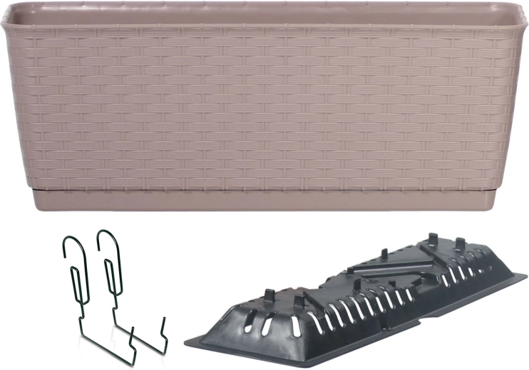 Skrzynka balkonowa z hakami Ratolla PW mocca 49 cm