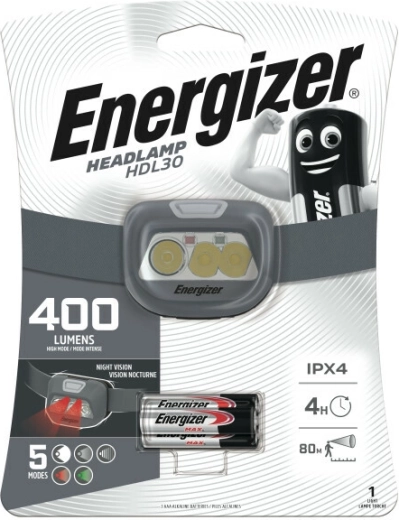 Energizer latarka czołowa HDL30 400 lm, ładowalna i na AAA
