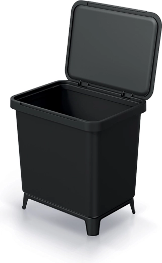 Kosz na śmieci Systema 29 l z plastiku z recyklingu – czarny