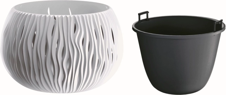 Donica Sandy Bowl z wkładem 37 cm biała