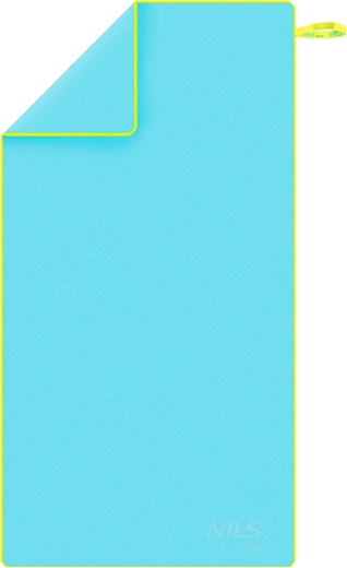 Szybkoschnący ręcznik z mikrofibry NILS aqua, jasnoniebieski/zielony 140 × 70 cm