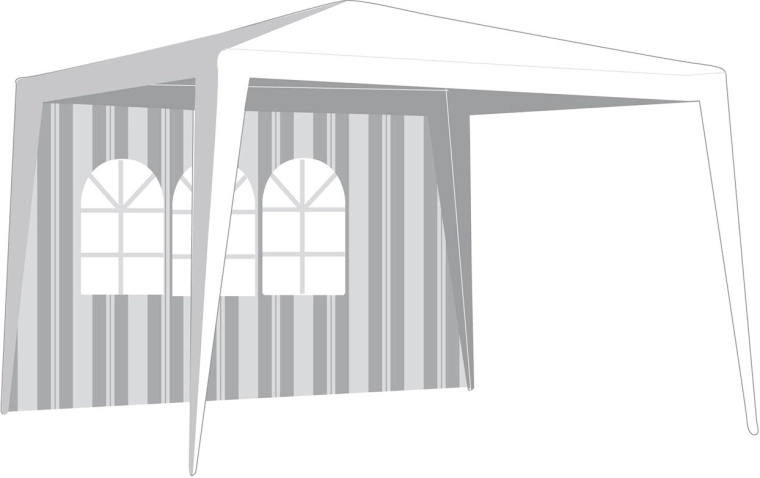 Ściana boczna do altany 295 × 190 cm z oknem – białozielone pasy