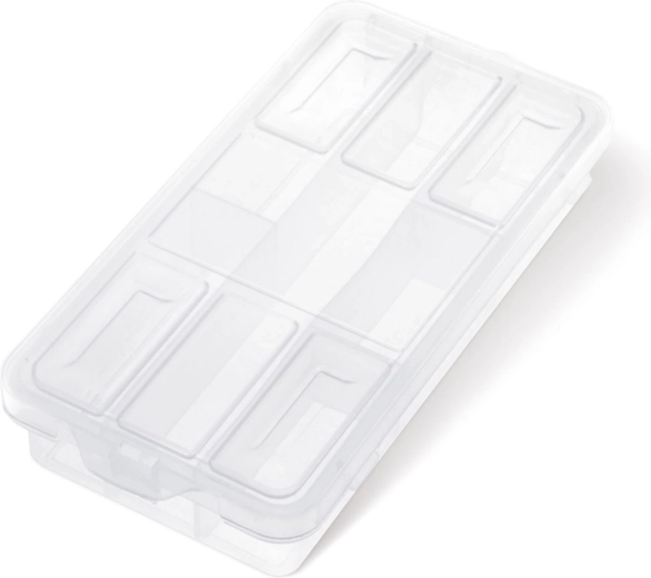 Plastowy organizer KNOX 180 × 90 × 35 mm z przegródkami i przezroczystą pokrywą