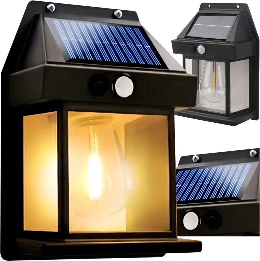 Solarna kinkietowa lampa LED z czujnikiem ruchu, ciepła biel 3000K, IP44