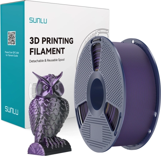 Dwukolorowy filament Sunlu PLA+ Silk – Czarny/fioletowy