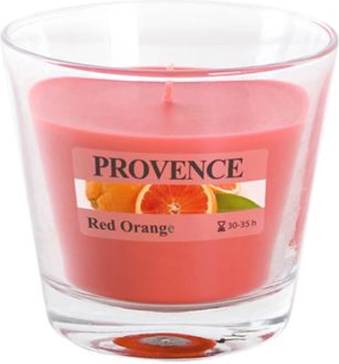 Świeca zapachowa w szkle Provence czerwony pomarańcz 35 godzin