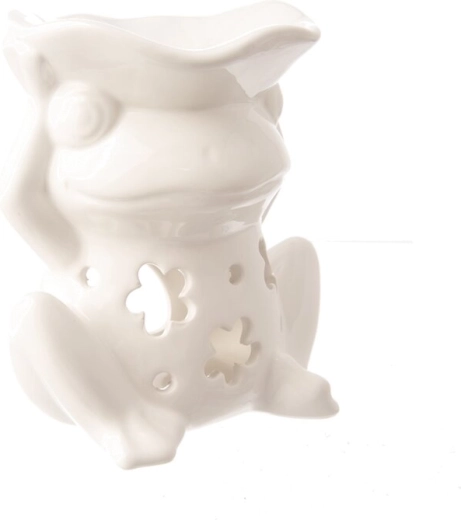 Ceramiczna aromalampa w kształcie białej żaby