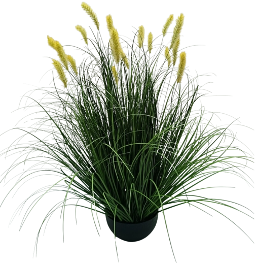Sztuczna trawa ozdobna Pennisetum w doniczce, żółta, 70 cm