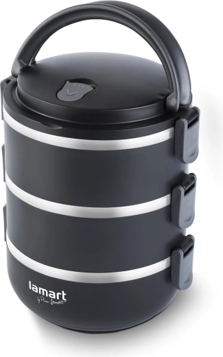 Czarny termos obiadowy Lamart 1,8 l