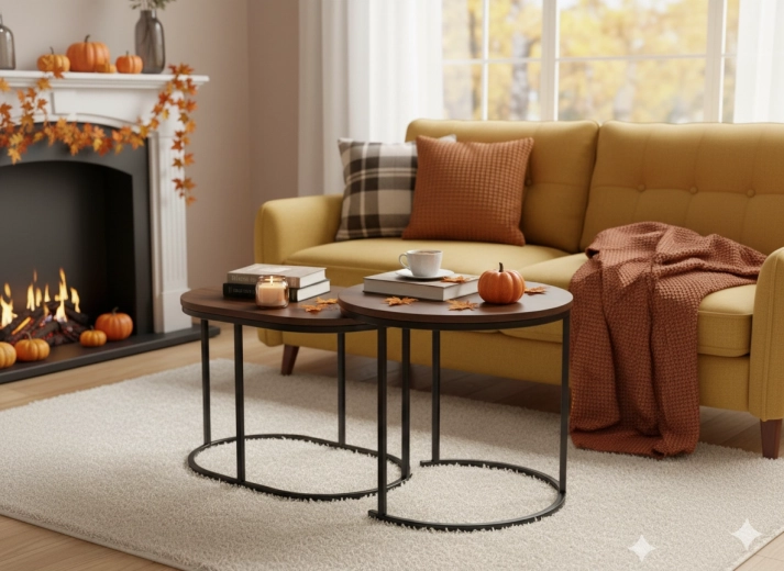 Design w dekorze drewna i czarnego metalu