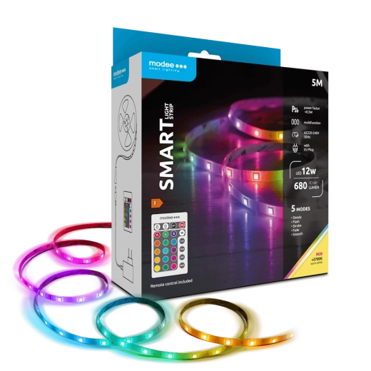 Modee LED Smart – inteligentna taśma LED 12 W, 5 m, 2700K + RGB, 680 lm, IP20
