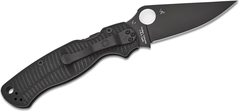 Nóż składany Spyderco Para Military 2 Salt, czarne G-10, CPM MagnaCut, czarne ostrze