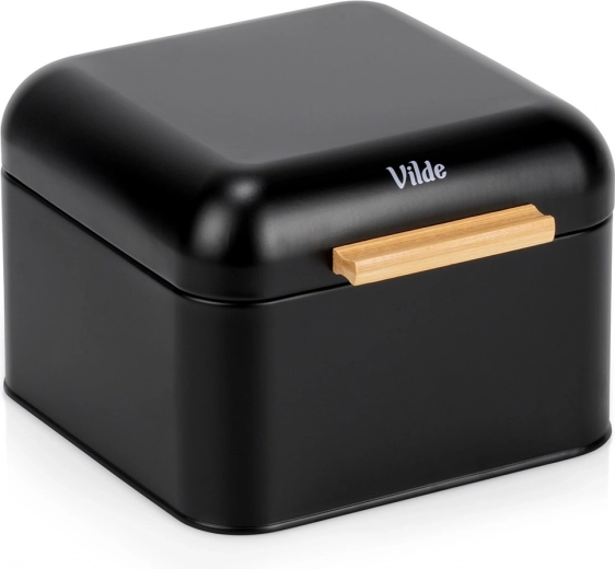 Czarny metalowy chlebak 22 × 20 × 14,5 cm Vilde
