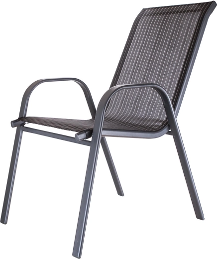 Ogrodowe krzesło sztaplowane Harrow, stal i textilene, czarne, 2 szt.