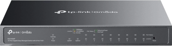 TP-Link Omada ES210GMP 10‑portowy gigabitowy przełącznik z 8× PoE+