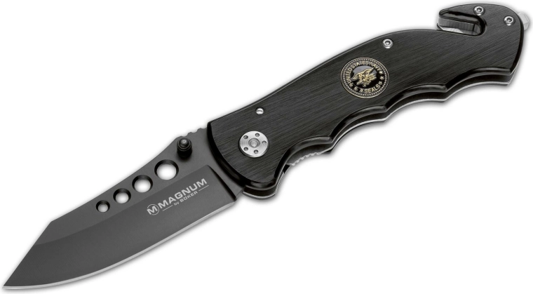 Magnum USN Seals ratunkowy nóż składany 8 cm, czarny aluminium
