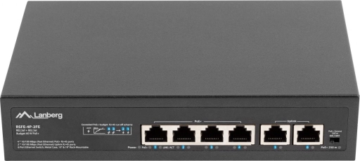 Przełącznik Lanberg 4x PoE+ z 2 portami uplink