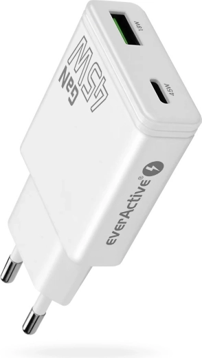 Ładowarka everActive GaN super slim 45 W z USB‑C PD i USB‑A QC 3.0