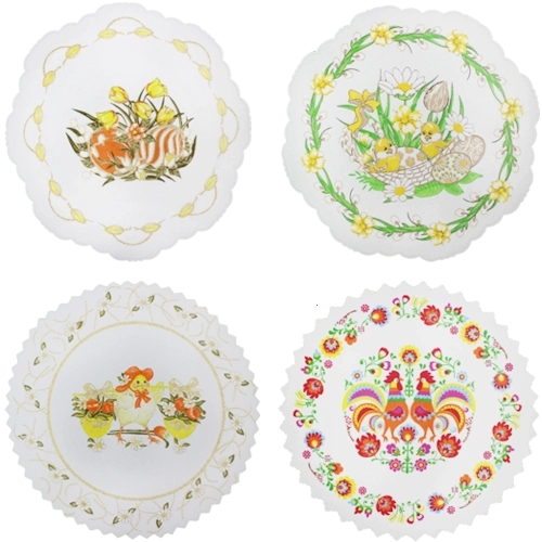 Wielkanocna serweta z motywem jajeczek i zajączków 28 cm, zielona