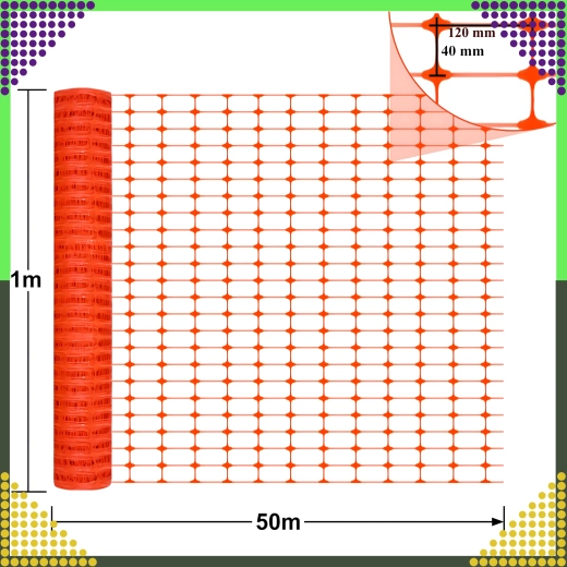 Budowlana ostrzegawcza siatka plastikowa pomarańczowa 1 × 50 m, 100 g
