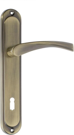 Klamka drzwiowa ATENA z wkładką kluczową 90 mm, patyna