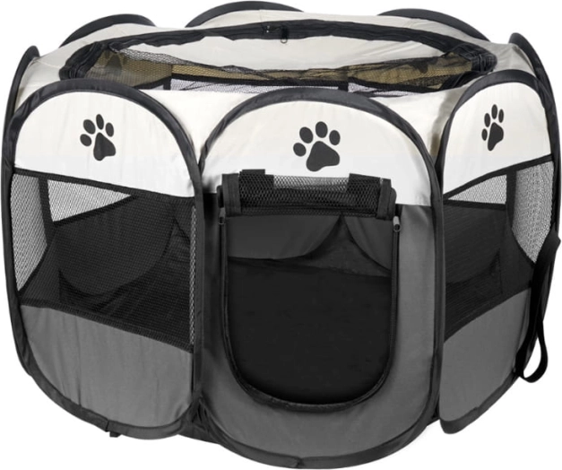 Składane ogrodzenie dla psów i kotów - szare